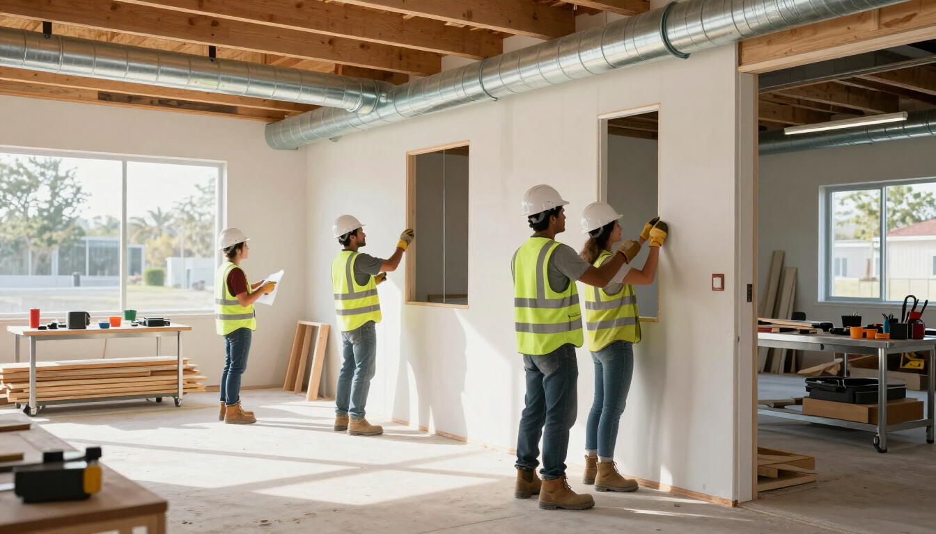 Commercial reconstruction team completing interior repairs in Jacksonville
