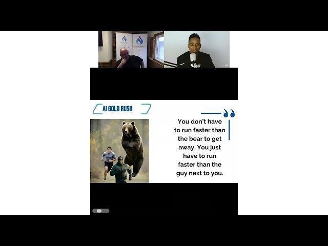 A man is talking on a video call with a picture of a bear on the screen.
