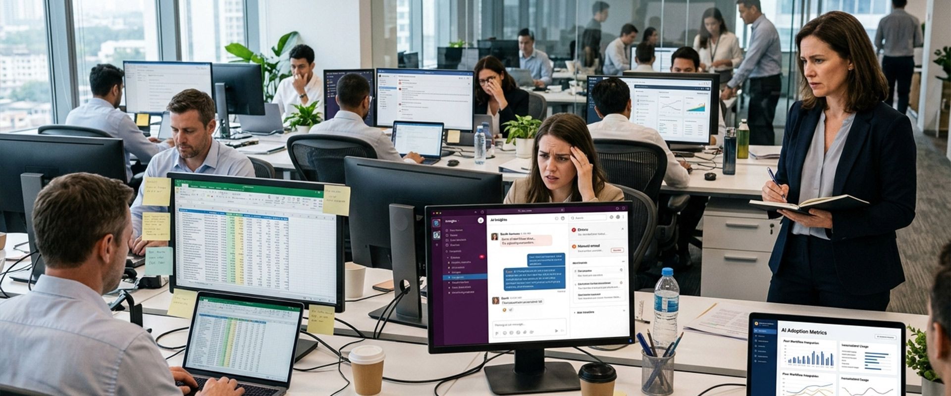 modern office scene showing an organization struggling with AI readiness