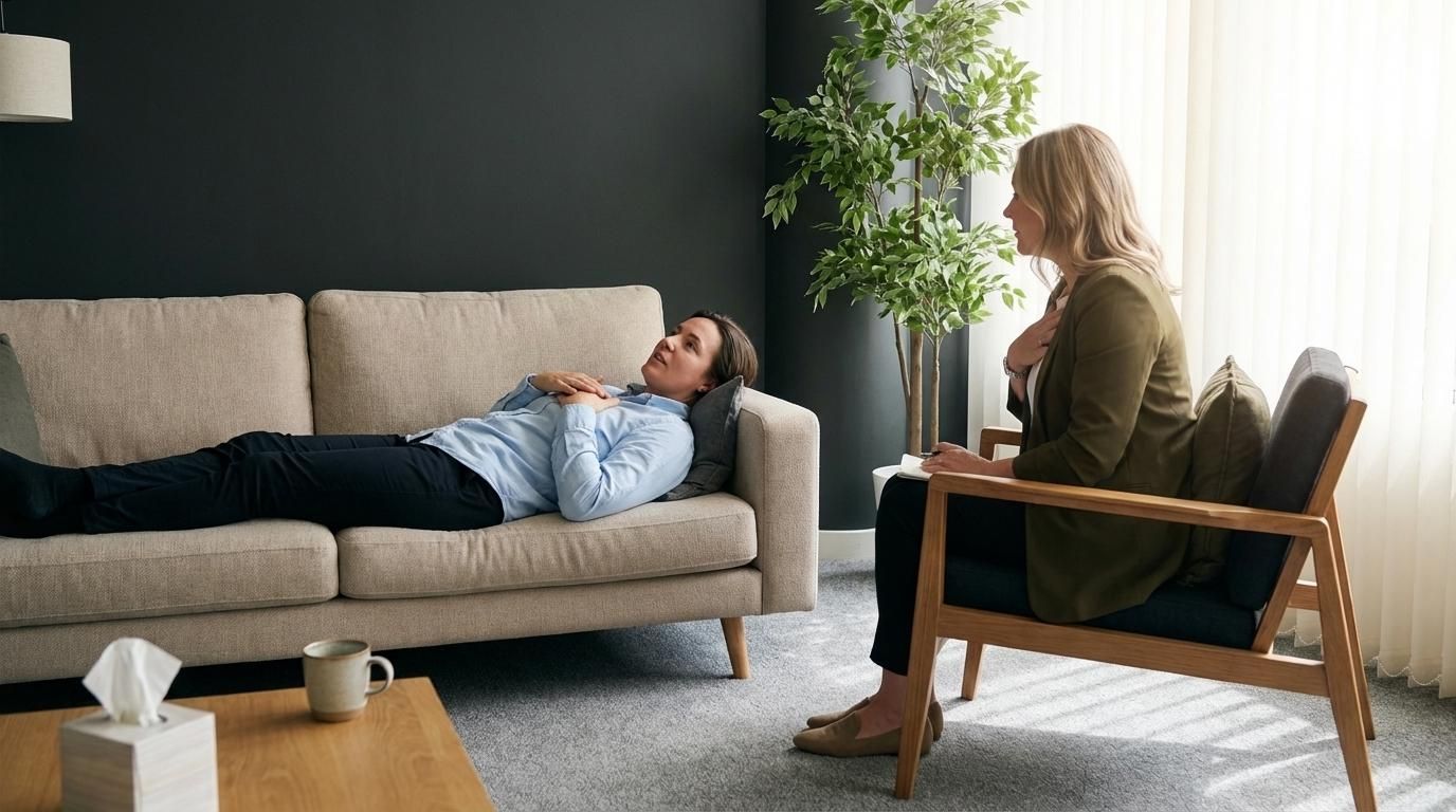 Therapist empathizing with her client