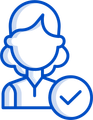 An icon of a woman with a check mark next to her.