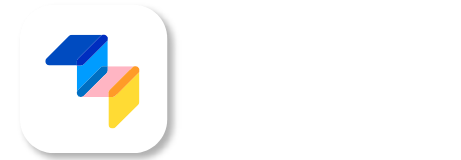 Abstract design of Levyl logo overlapping colourful angular shapes: blue, pink, and yellow.