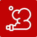 White line icon of a fire hose nozzle emitting a cloud of smoke against a solid red square background. |  Diesel & Auto Performance