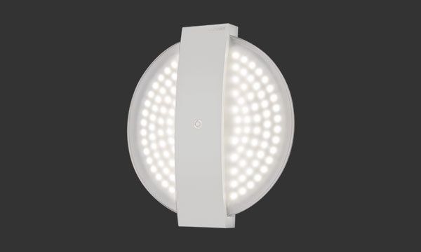 Hvitt LED-panel med en sentral stripe som avgir sterkt lys.