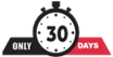 A stopwatch with the number 30 on it and the words `` only 30 days ''. A stopwatch with the number 30 on it and the words `` only 30 days ''.