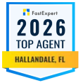 FastExpert 2026 Top Agent badge, blue and yellow with Hallandale, FL text