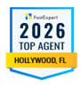 2026 Top Agent badge with blue border and yellow ribbon, Hollywood, FL