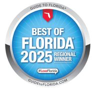 Best of Florida 2025 award badge with a blue and silver design, Best of Florida 2025 award badge with a blue and silver design,
