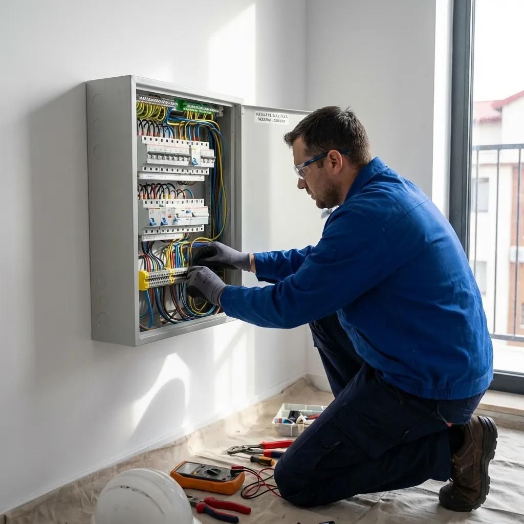 Licensed electrician inspecting cloth wiring in South Florida home
