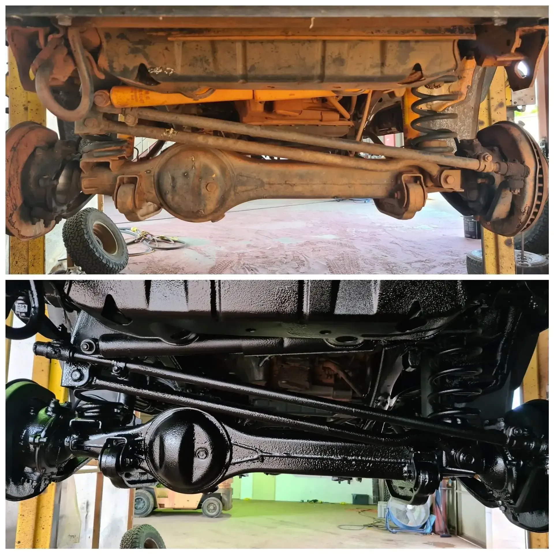 Before & After Of Rust Repair Under A Car— Townsville Car Care Centre In Aitkenvale, QLD