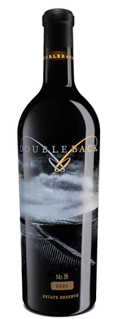 Black bottle of Double Cross vodka with silver label and frosted design on a white background