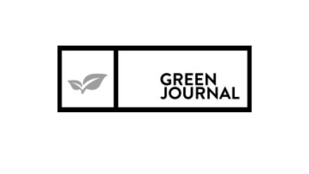 The green journal logo is black and white and has a leaf on it.