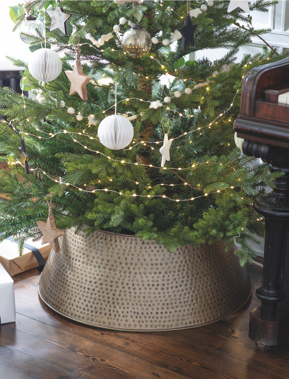 hammered brass christmas tree skirt