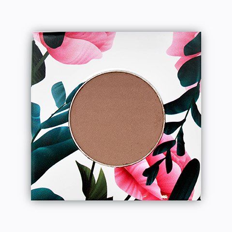 A makeup palette with a circle in the middle on a floral background
