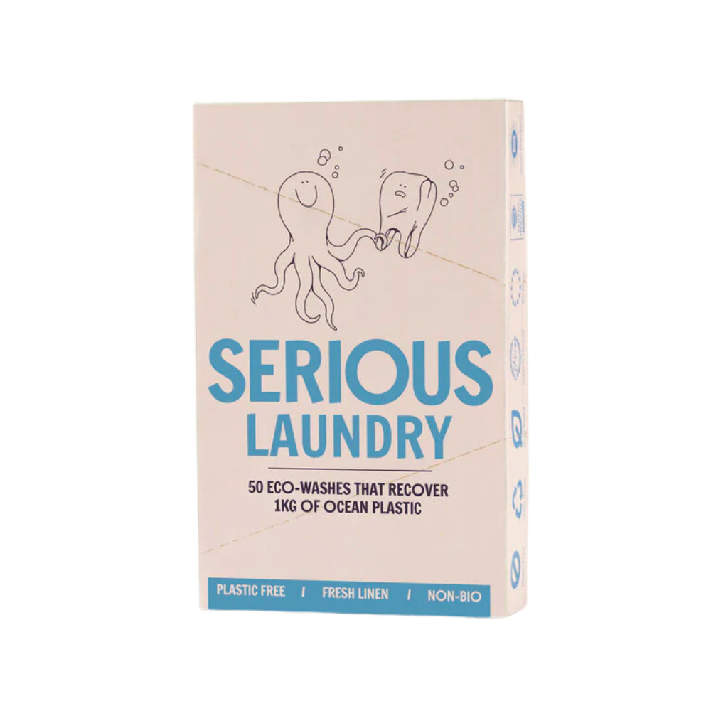 a box of serious laundry sheets with an octopus on it