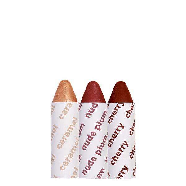 Three lipsticks with the word cherry on them