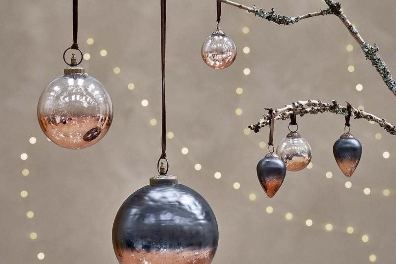 recycled glass copper christmas baubles