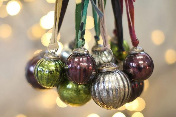 handmade coloured glass baubles