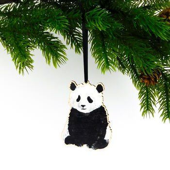 wooden panda christmas tree decoration