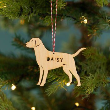 personalised wooden dog christmas tree decoration