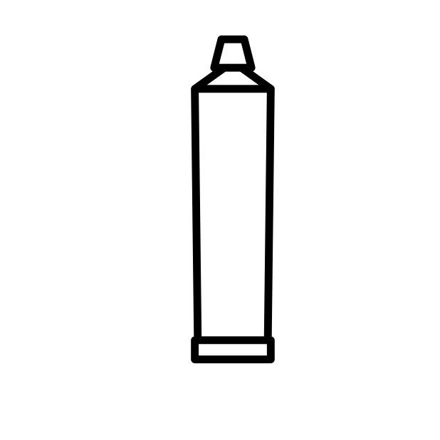 A black and white drawing of a tube of toothpaste.