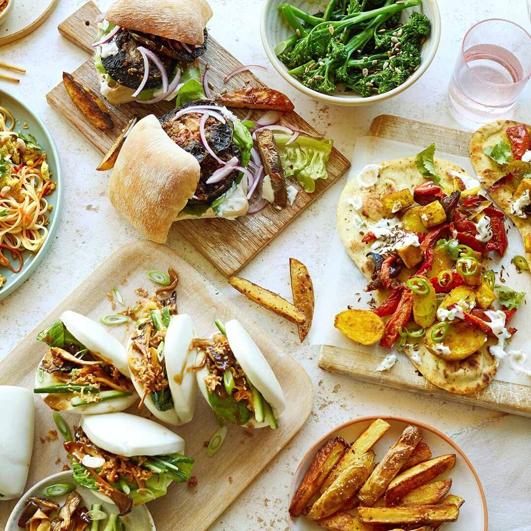 There are many different types of food on the table.