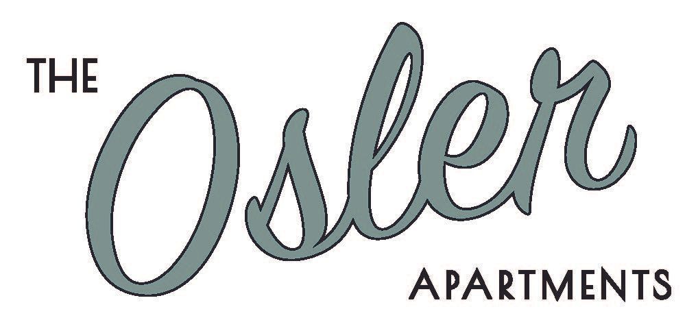 The Osler Apartments logo in gray script with black text on a white background