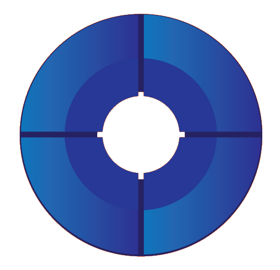 Un cercle bleu avec un cercle blanc au milieu