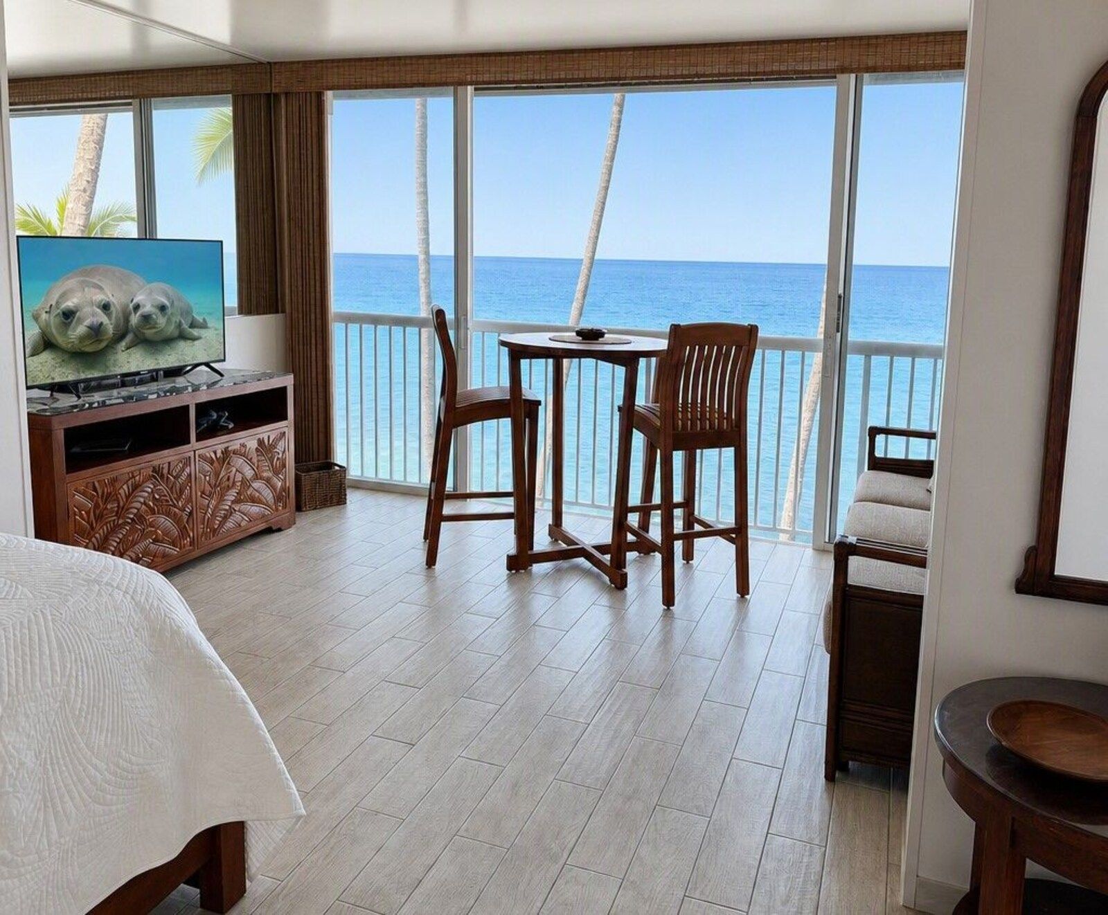 314 bedroom with corner windows looking out to the ocean