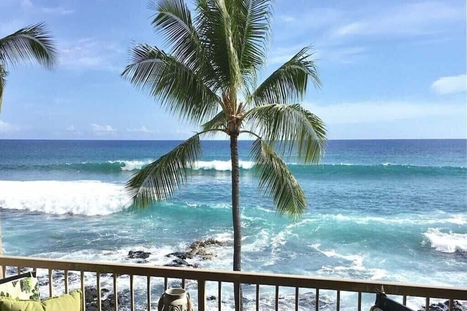 Waves breaking on the rocky shore below the D24 lanai