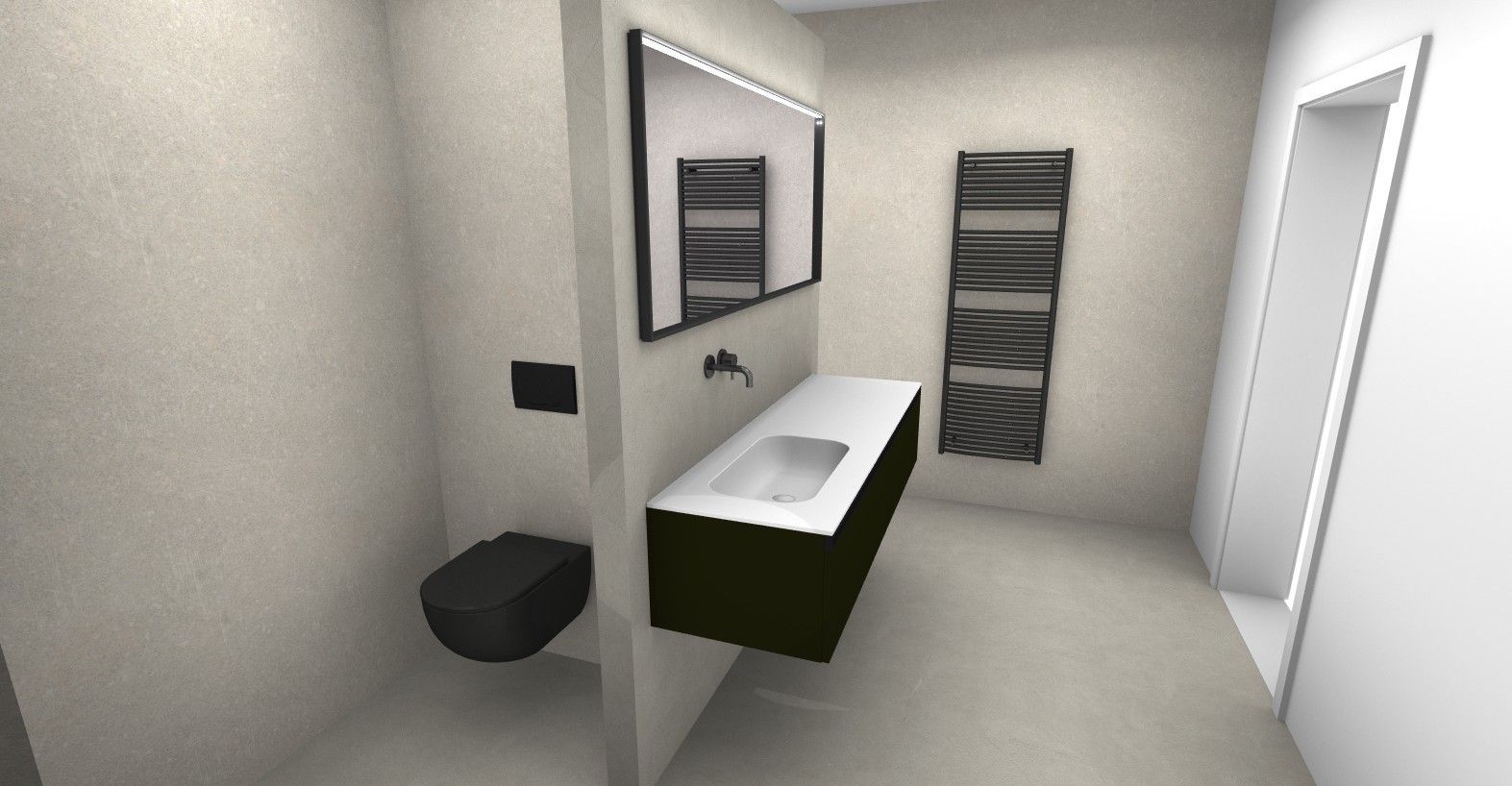 Une salle de bain avec un lavabo, des toilettes et un miroir