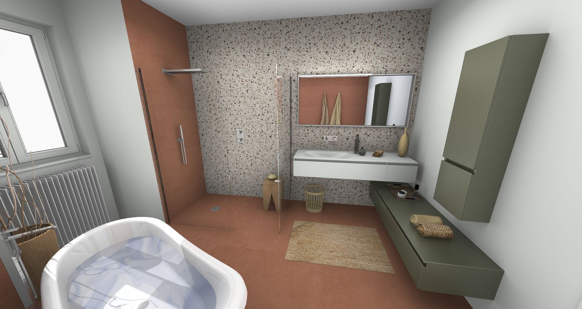 Une salle de bain avec une baignoire et un lavabo