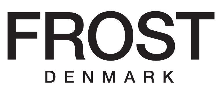 Le logo Frost Denmark est noir et blanc sur fond blanc.