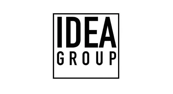 Un logo noir et blanc pour le groupe d'idées sur fond blanc.