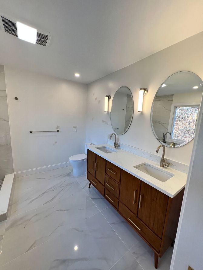 Aesthetically pleasing bathroom with stylish design and functional elements