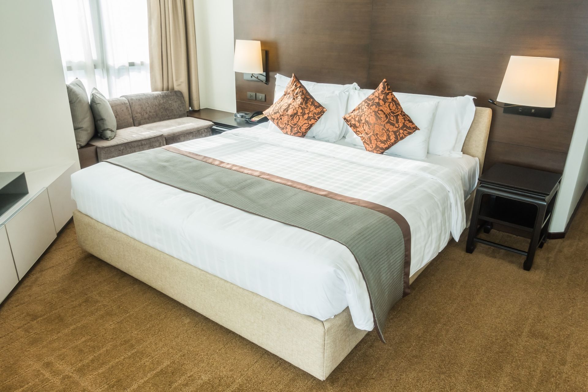 double bed with cushions