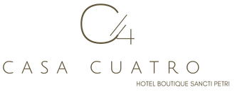 Logo for Casa Cuatro Hotel Boutique Sancti Petri. Includes a stylized