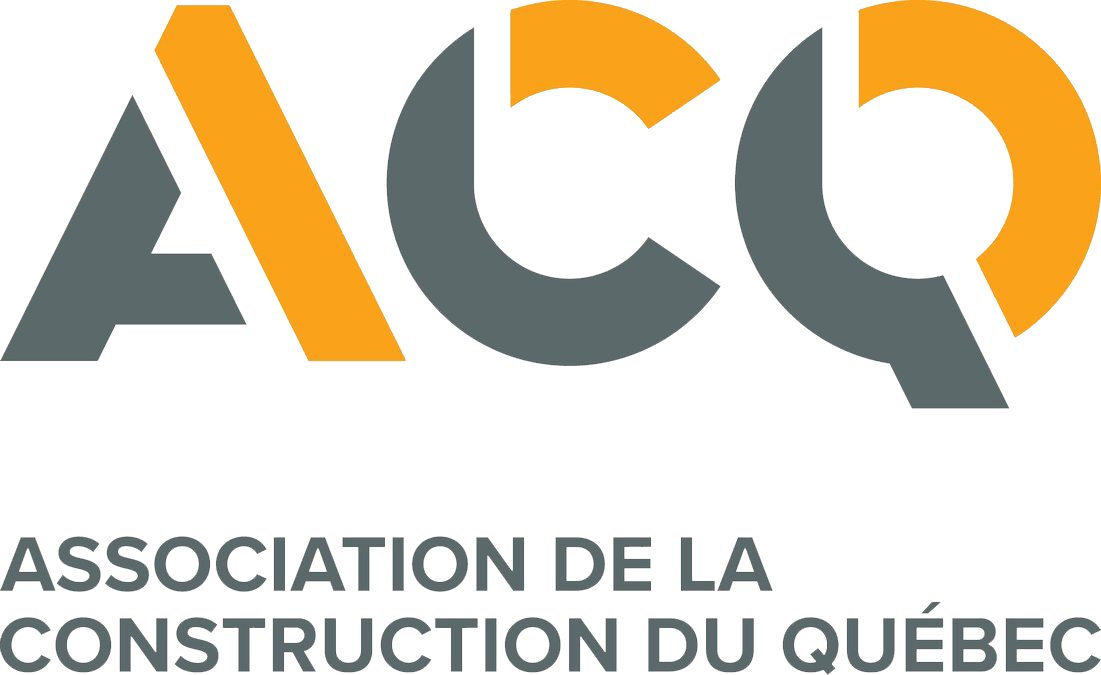 Logo ACQ, lettres orange et grises, « ACQ », avec le texte « ASSOCIATION DE LA CONSTRUCTION DU QUÉBEC » en dessous.