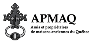 Logo of APMAQ: door knocker icon and text