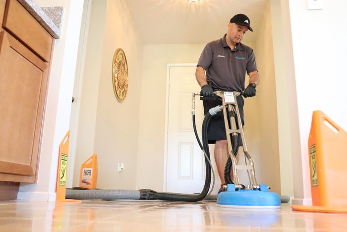 Joe Torrez cleaning tile & grout in Beaumont CA