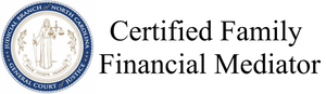 A logo for a certified family financial mediator