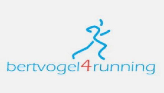 Een logo voor bertvogel4running met een rennende persoon