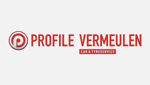 Een rood-wit logo voor profile vermeulen op een witte achtergrond.