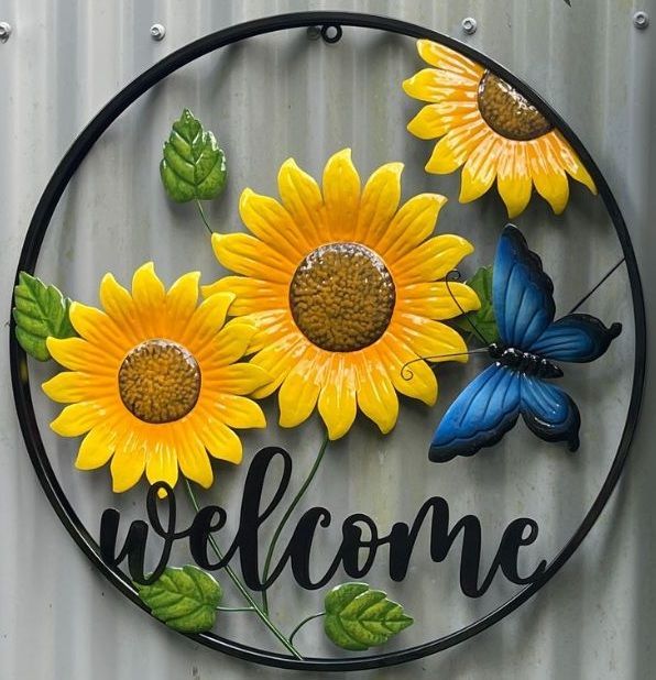 Butterfly & sunflower metal wall art, metal wall art, the outdoor scene, somerton park sa