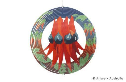 Sturt Desert Pea wind spinner, stainless steel wind spinner, artwerx wind spinner, the outdoor scene, somerton park sa