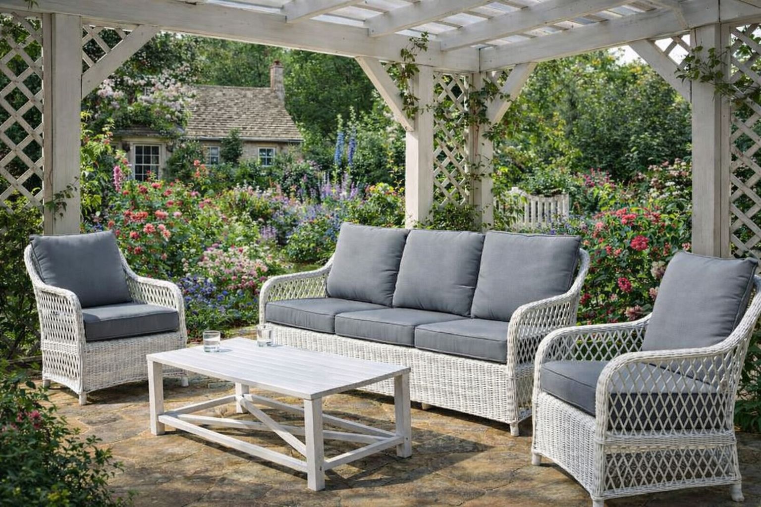 Glenview sofa setting, outdoor wicker sofa, outdoor sofa