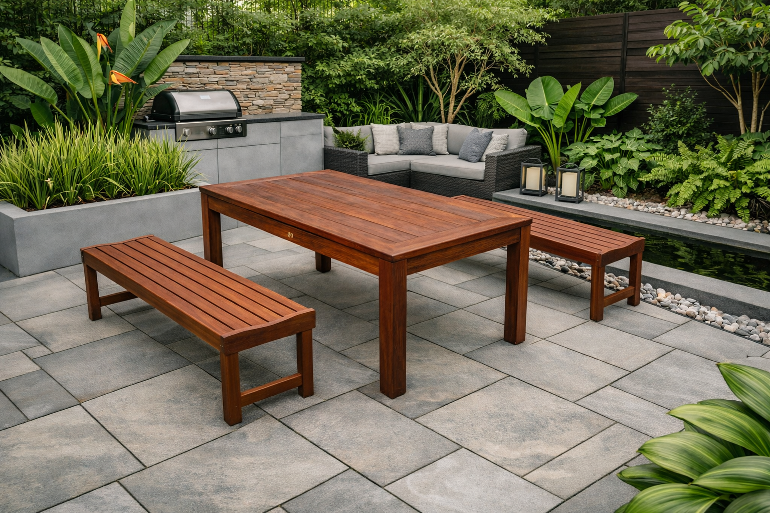 Kwila bench, merbau bench, timber bench, outdoor bench, The Outdoor Scene, Somerton Park SA