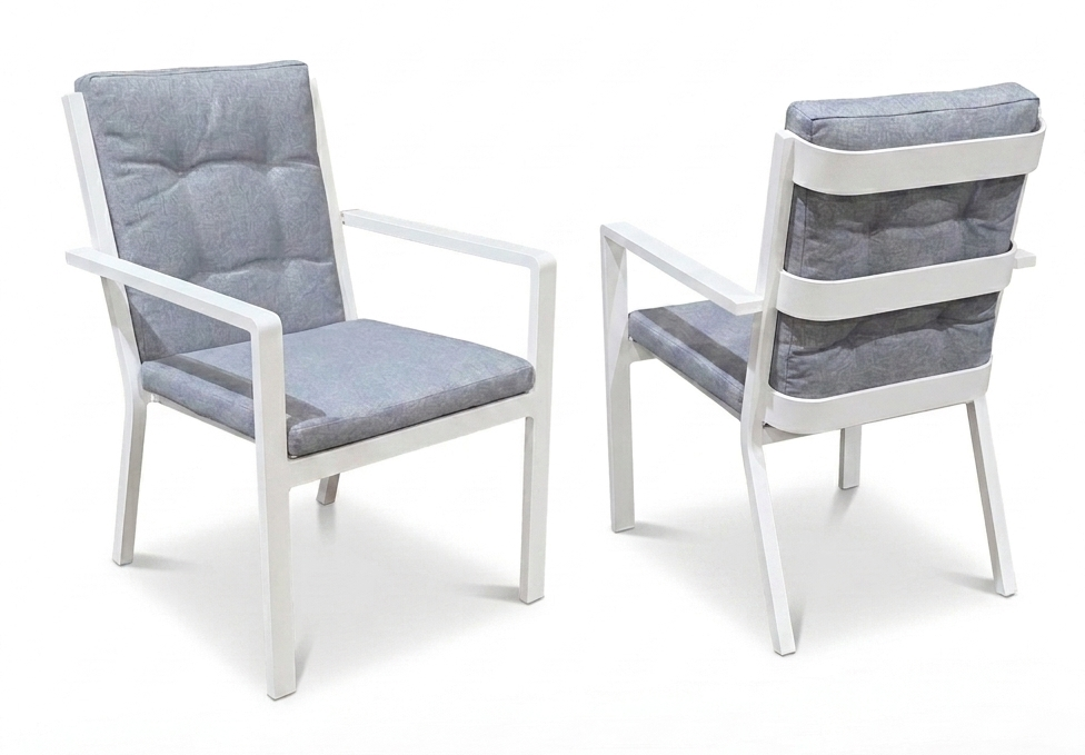 Aluminium outdoor dining chair, cushion outdoor dining chair, stacking outdoor dining chair, the outdoor scene, somerton park sa