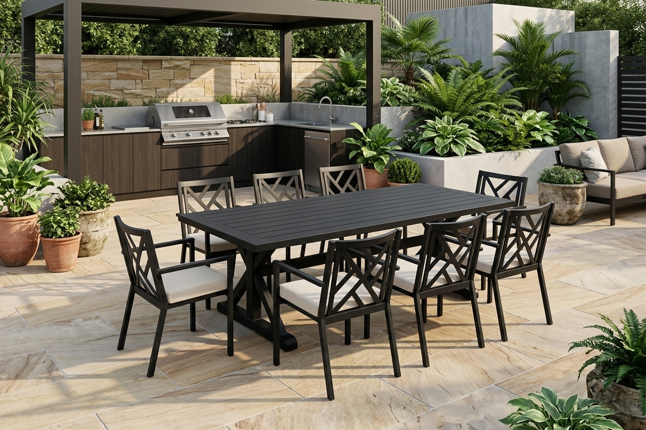 Southampton dining setting, Aluminium Outdoor Setting, Outdoor Scene, Somerton Park SA