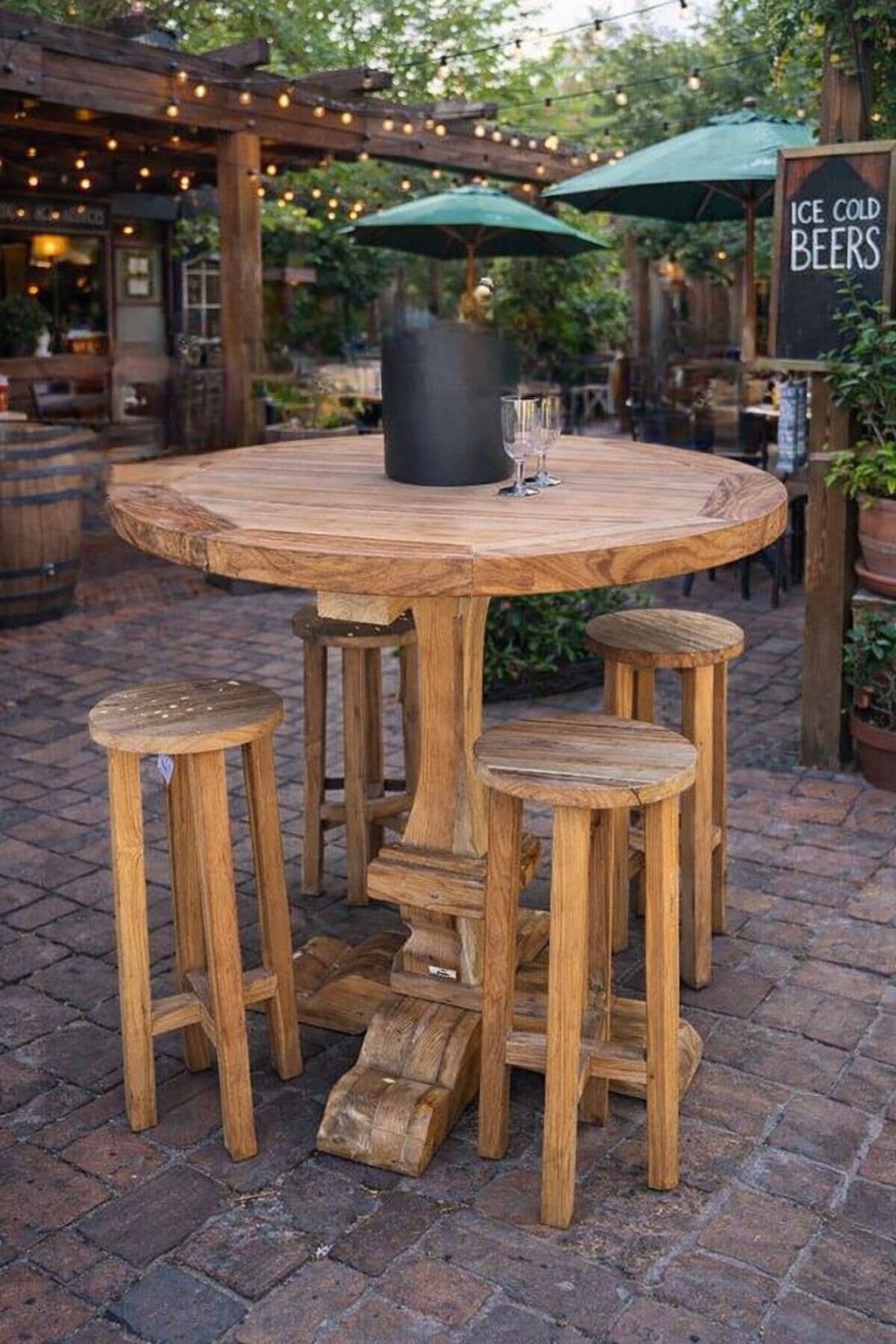 bar Table Setting, Reclaimed Timber Bar Setting, Reclaimed Timber